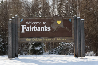 A welcome sign in Fairbanks, Alaska. Alaska is warming faster than any other U.S. state.