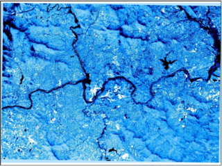 Blue topographical image