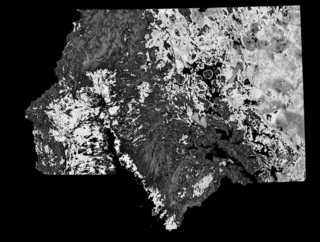 black and white topographical map of study area 